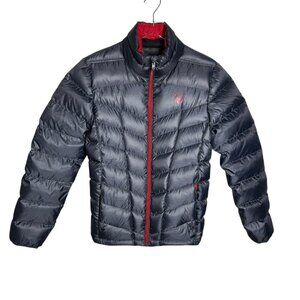 Spyder Men's Puffer Jacket - Charcoal with Crimson Highlights